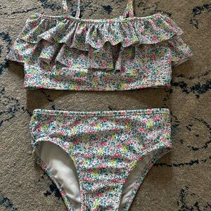 Kids Floral Ruffle Bikini Set